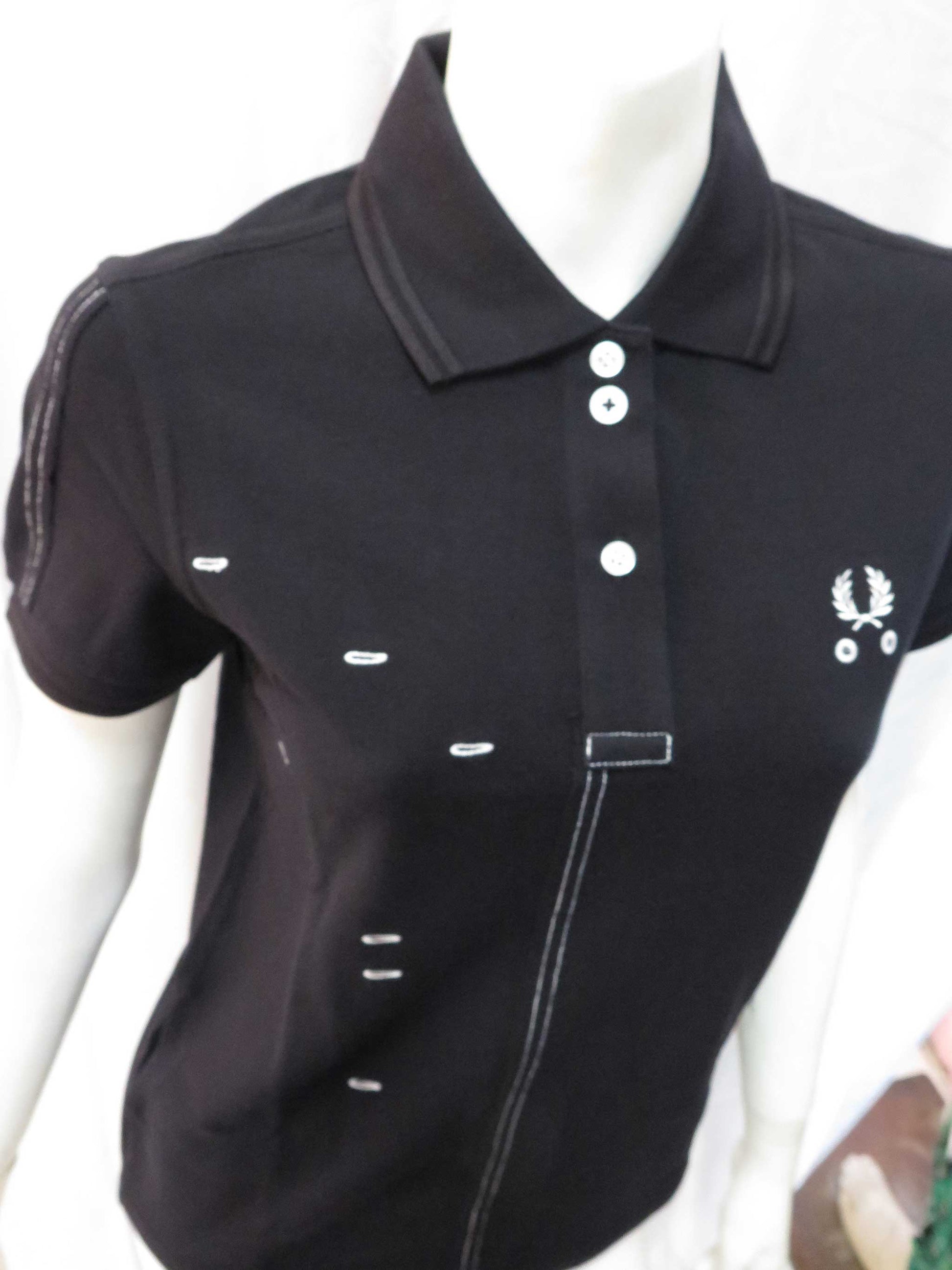 LADIES FRED PERRY x LE KILT CUT & SEW PIQUE SHIRT (BLACK)