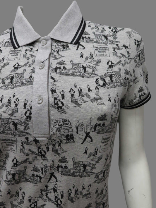 LADIES WHITSUN WEEKEND PRINT SHIRT (MARBLE GREY)