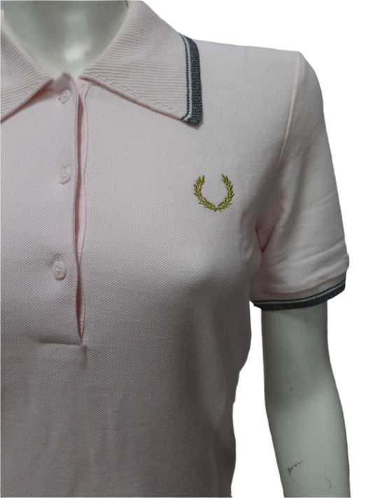 LADIES FRED PERRY x BELLA FREUD STAR EMBROIDERED PIQUE SHIRT (QUARTZ)
