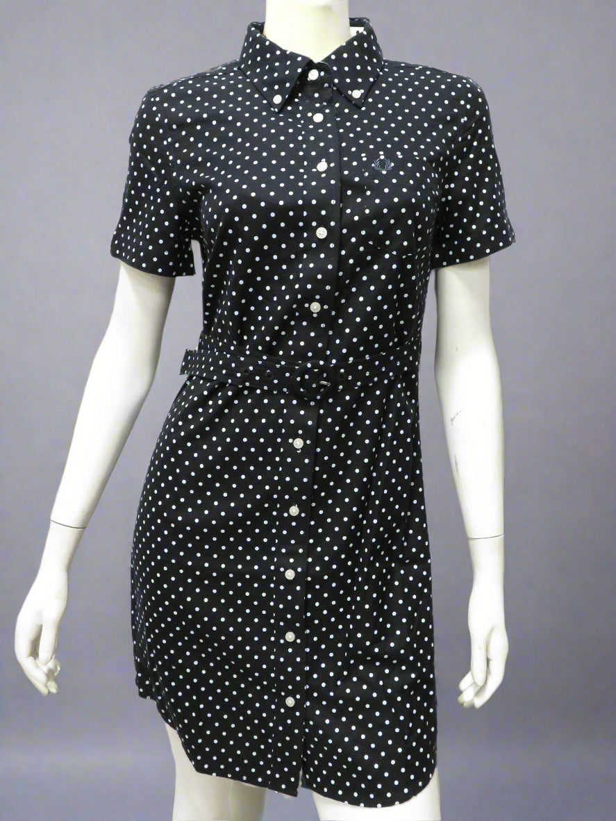 Polka Dot Shirt Dress (blk)