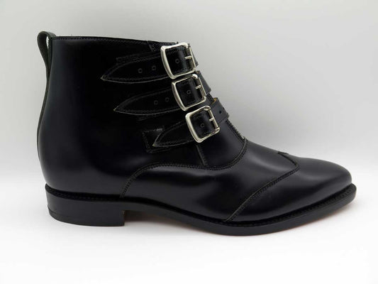 GEORGE COX BLACK 3-STRAP ZIP BOOT