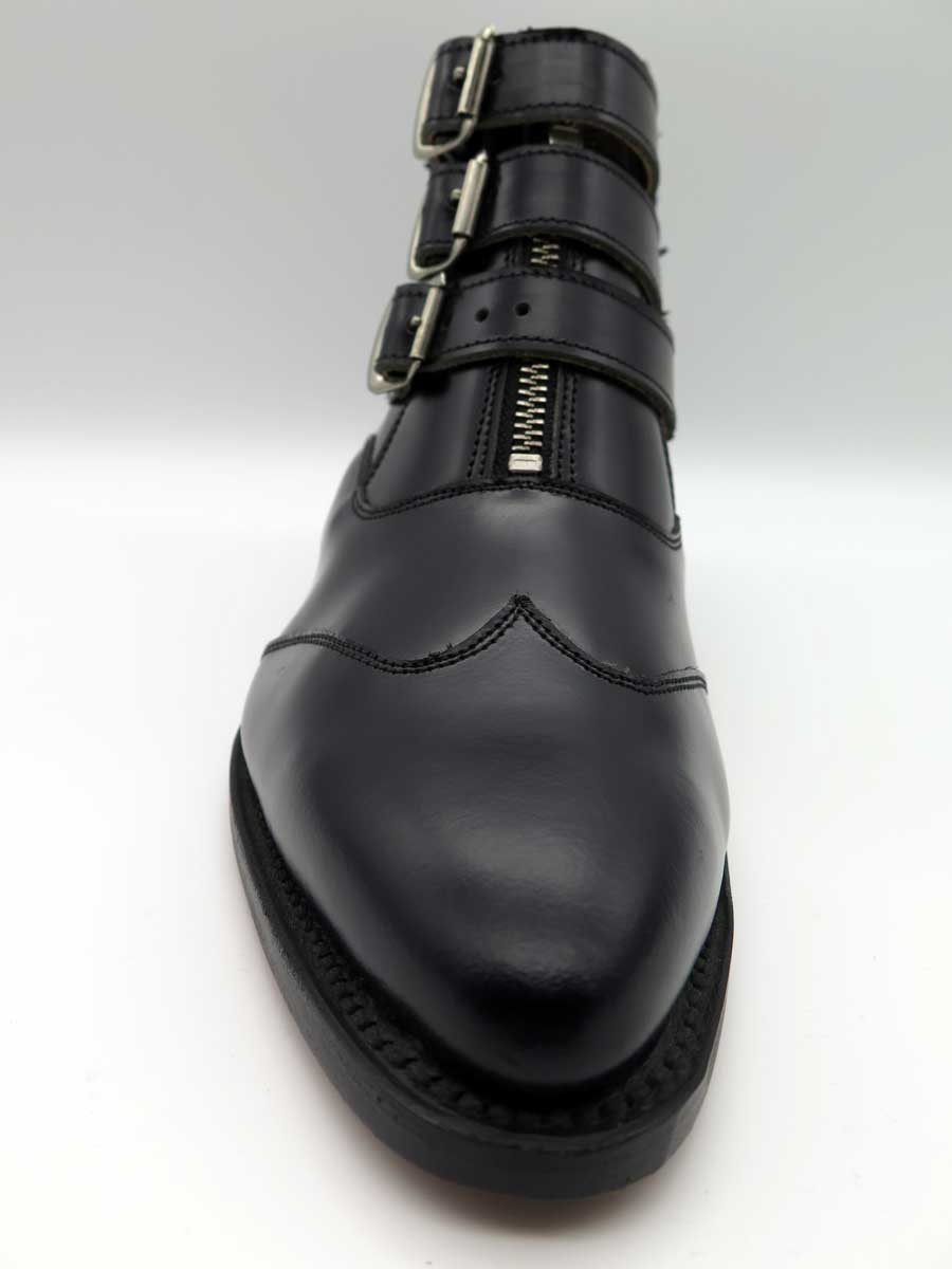 GEORGE COX BLACK 3-STRAP ZIP BOOT