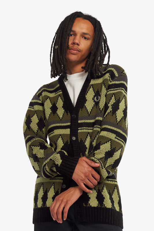 Chunky Jacquard Cardigan BY FRED PERRY