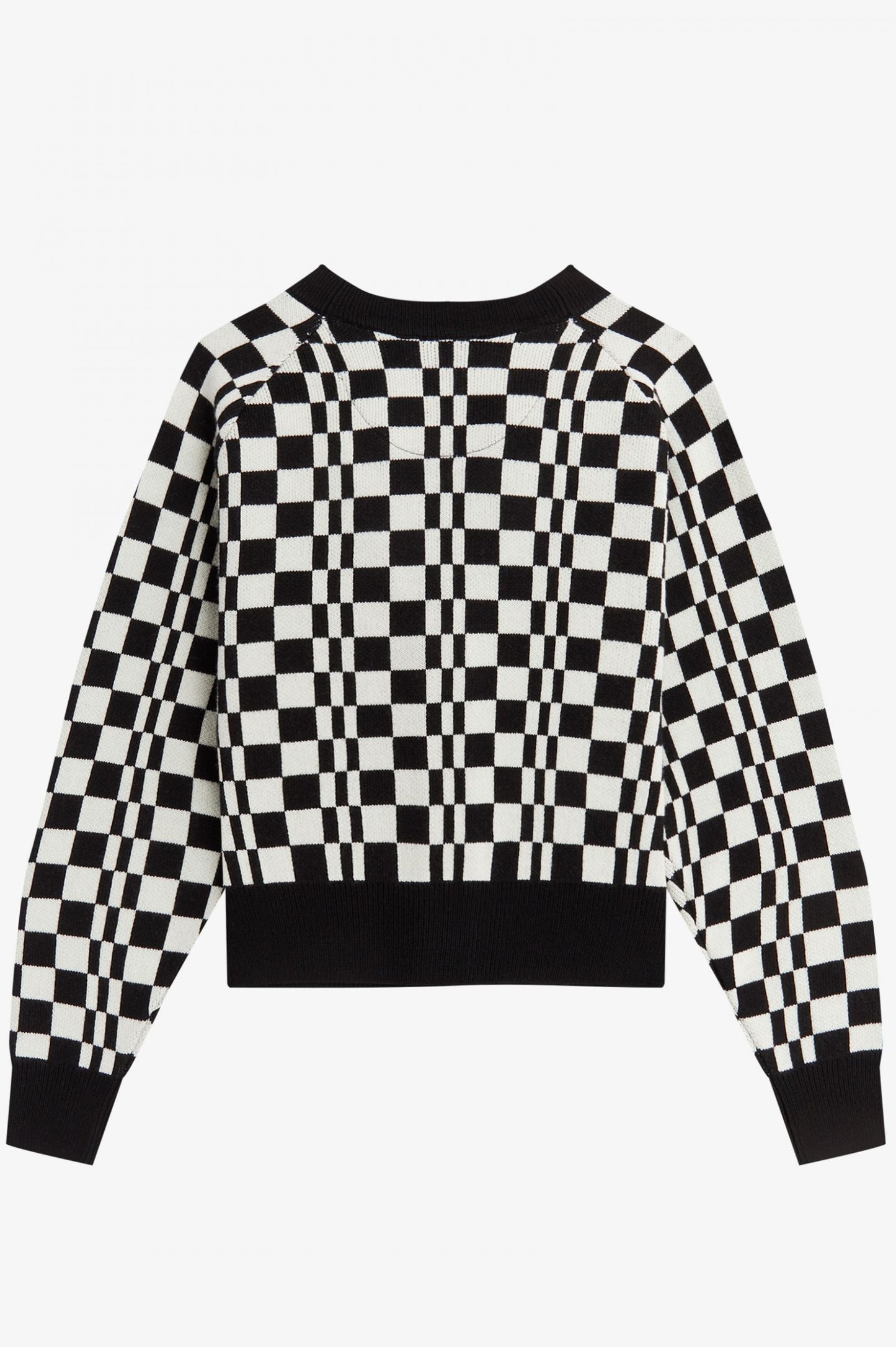 LADIES CHEQUERBOARD CARDIGAN (BLACK)