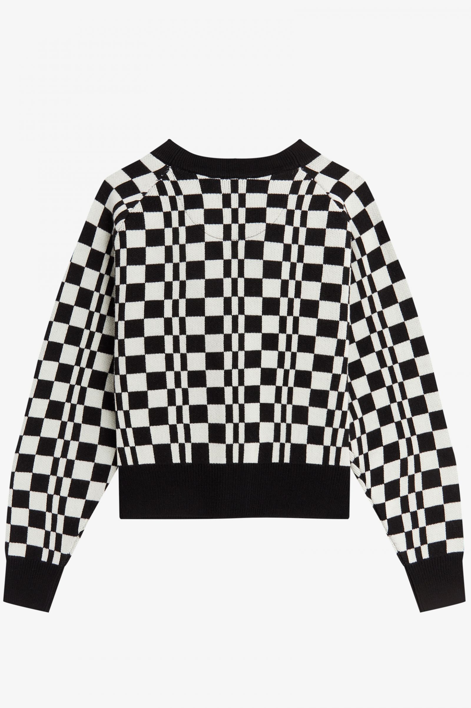 LADIES CHEQUERBOARD CARDIGAN (BLACK)