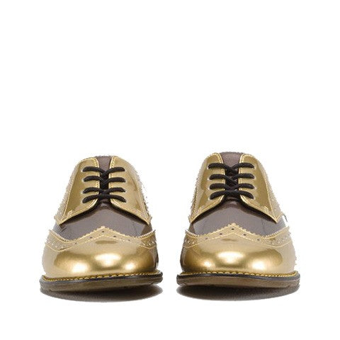 POLINA GOLD+PEWTER SPECTRA PATENT SHOE