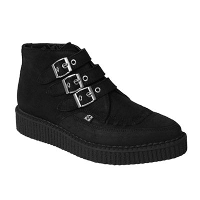 BLACK SUEDE 3 BUCKLE CREEPER BOOTS