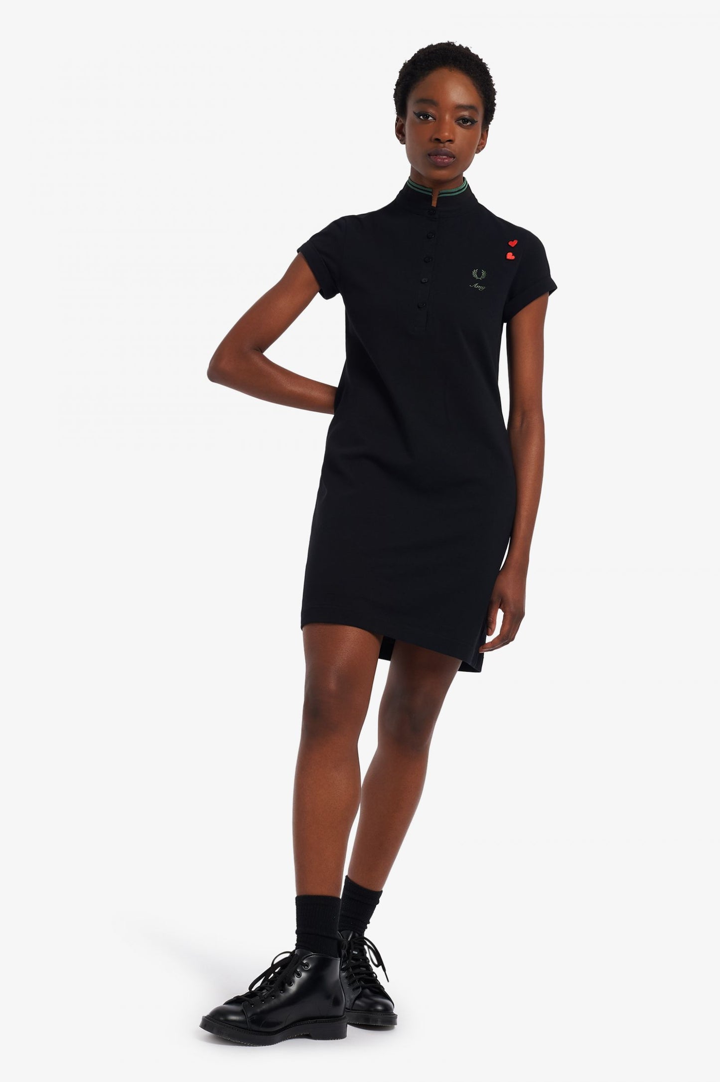 BLACK PIQUE SHIRT DRESS