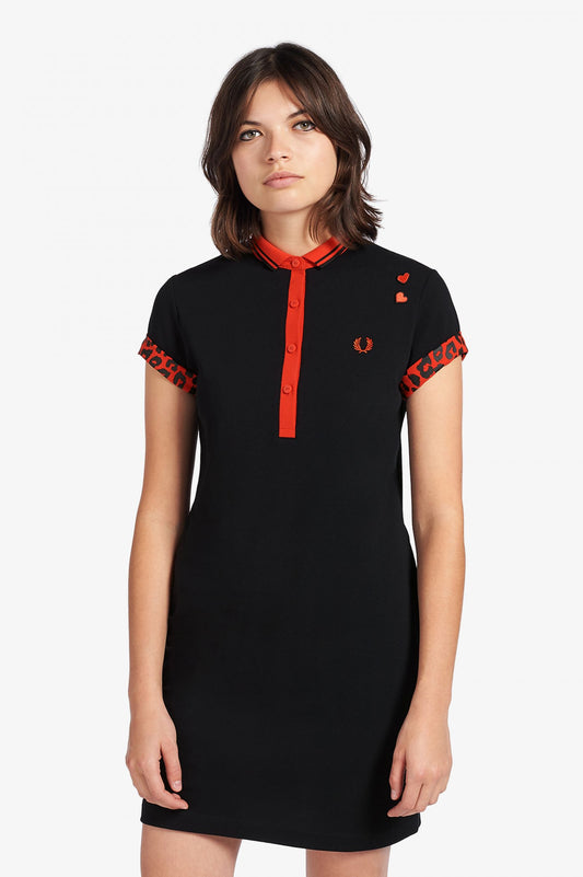 AMY WINEHOUSE TIPPED PIQUE LEOPARD DRESS