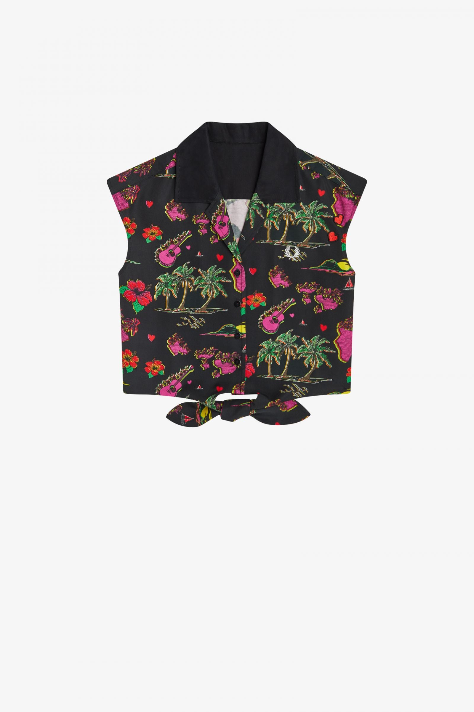 HAWAIIAN PRINT TIE-FRONT SHIRT