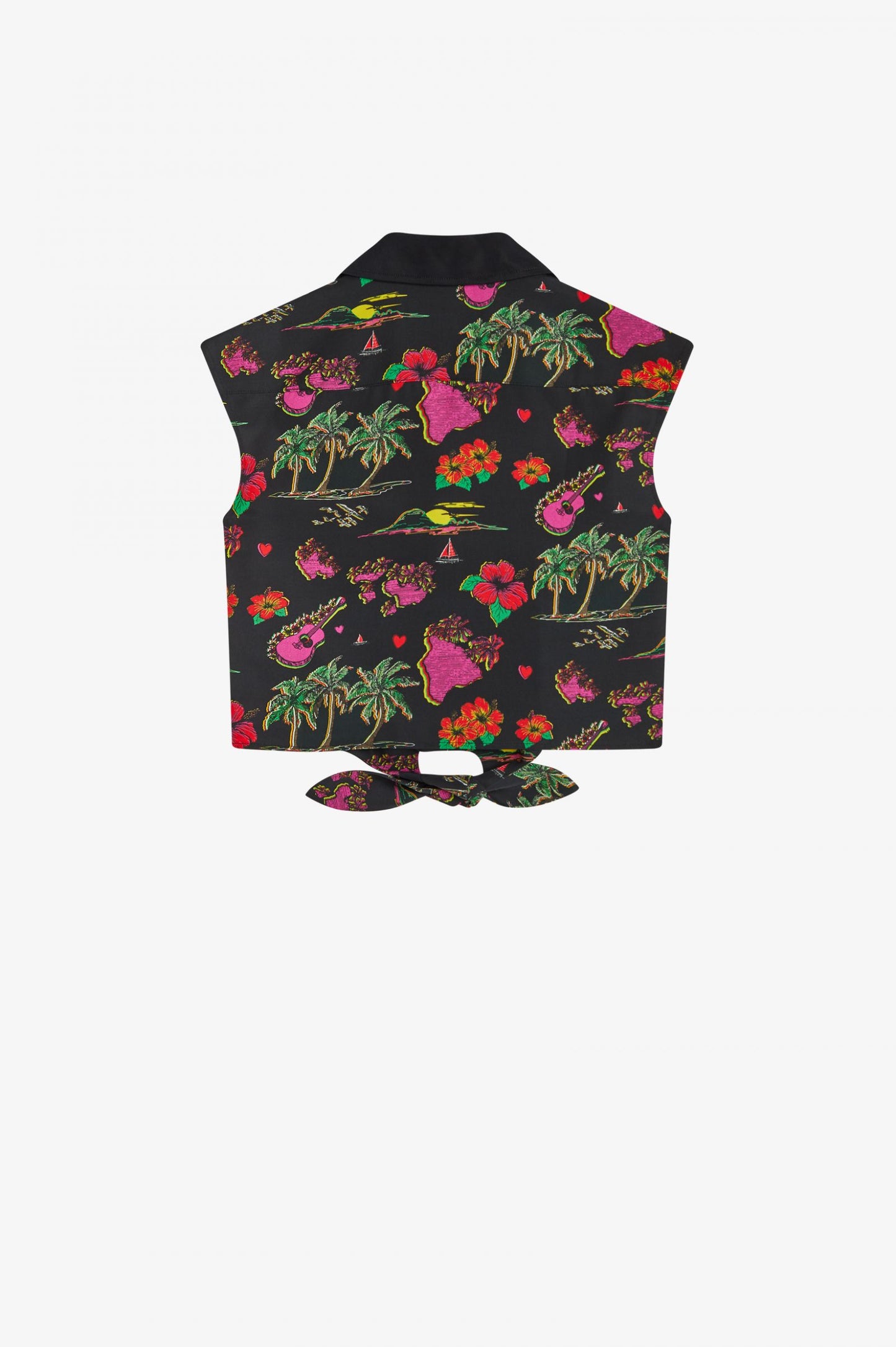 HAWAIIAN PRINT TIE-FRONT SHIRT