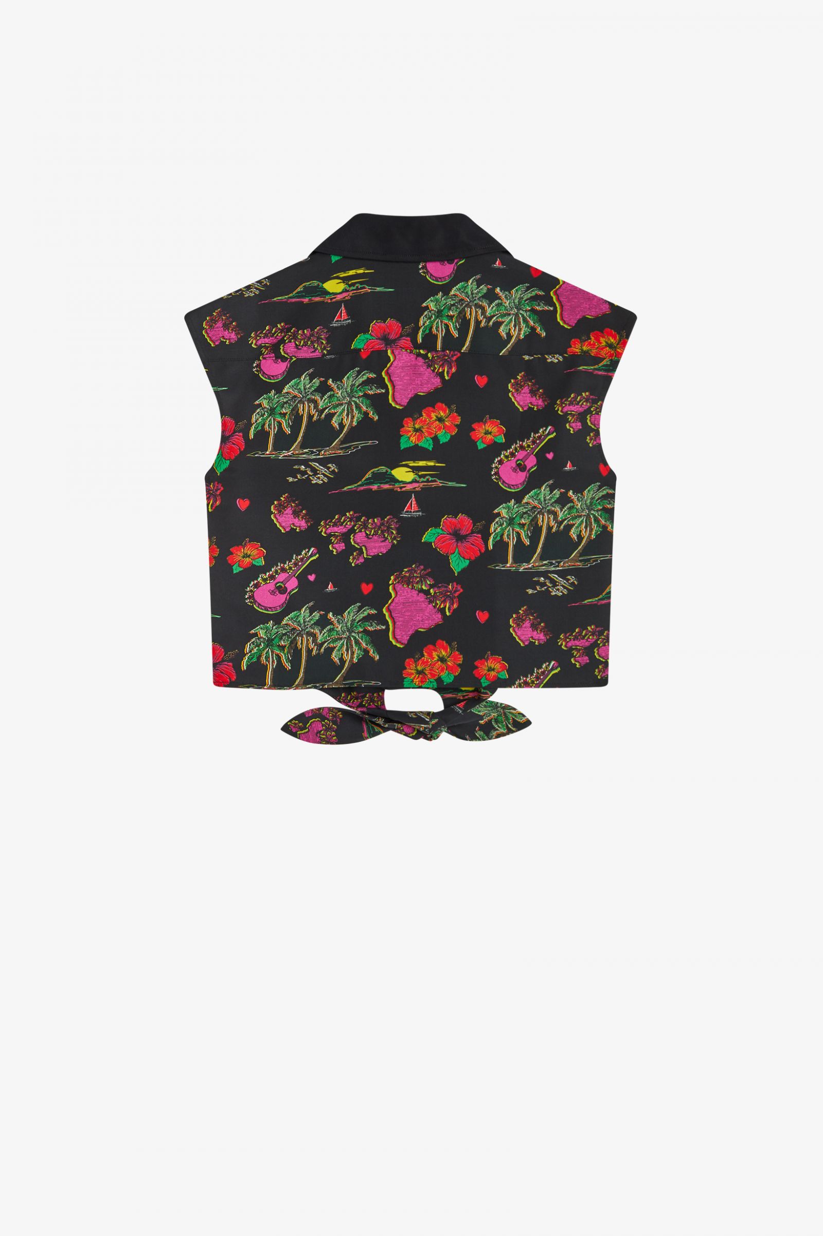 HAWAIIAN PRINT TIE-FRONT SHIRT