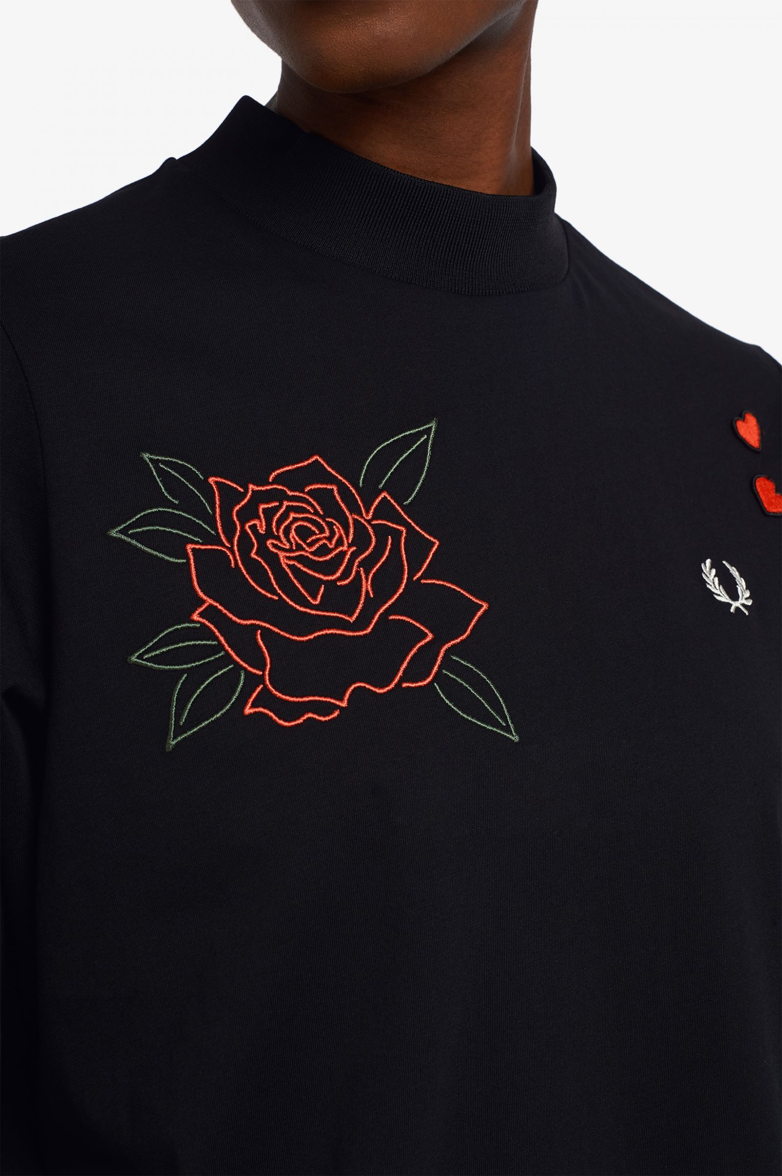 EMBROIDERED HIGH NECK T-SHIRT