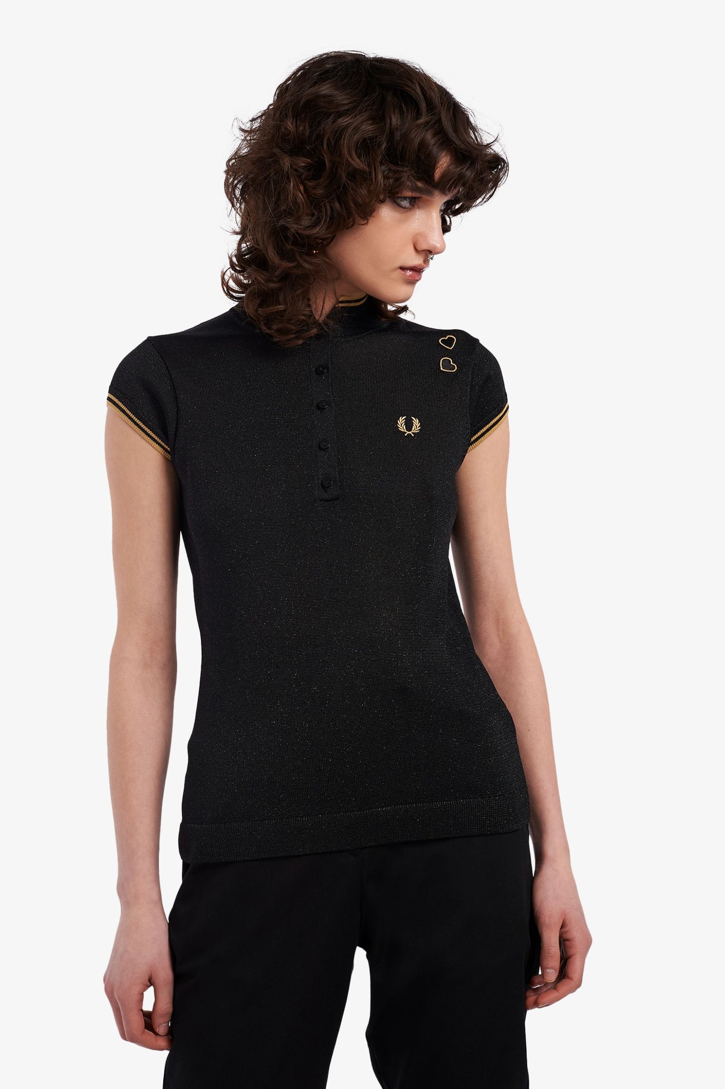 Fred Perry X Amy Winehouse Metallic Knitted Shirt