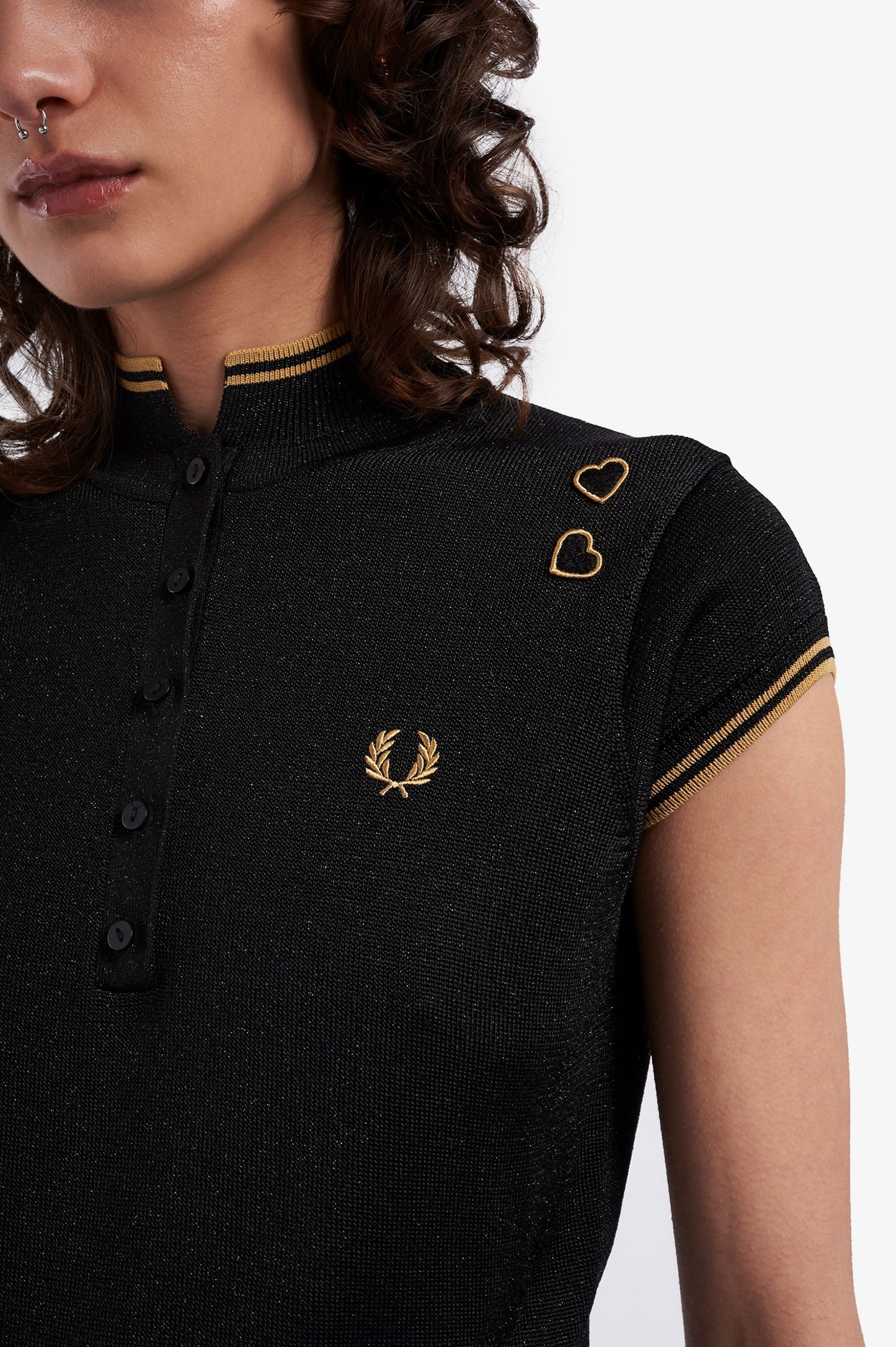 Fred Perry X Amy Winehouse Metallic Knitted Shirt