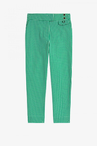 Embroidered Gingham Trousers