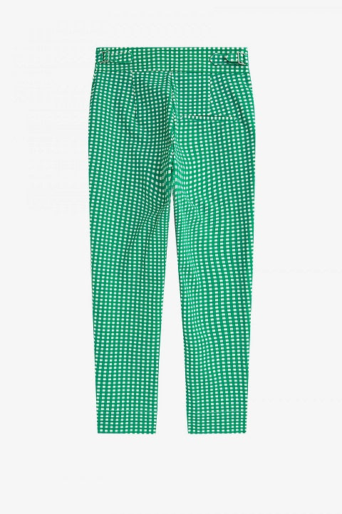 Embroidered Gingham Trousers