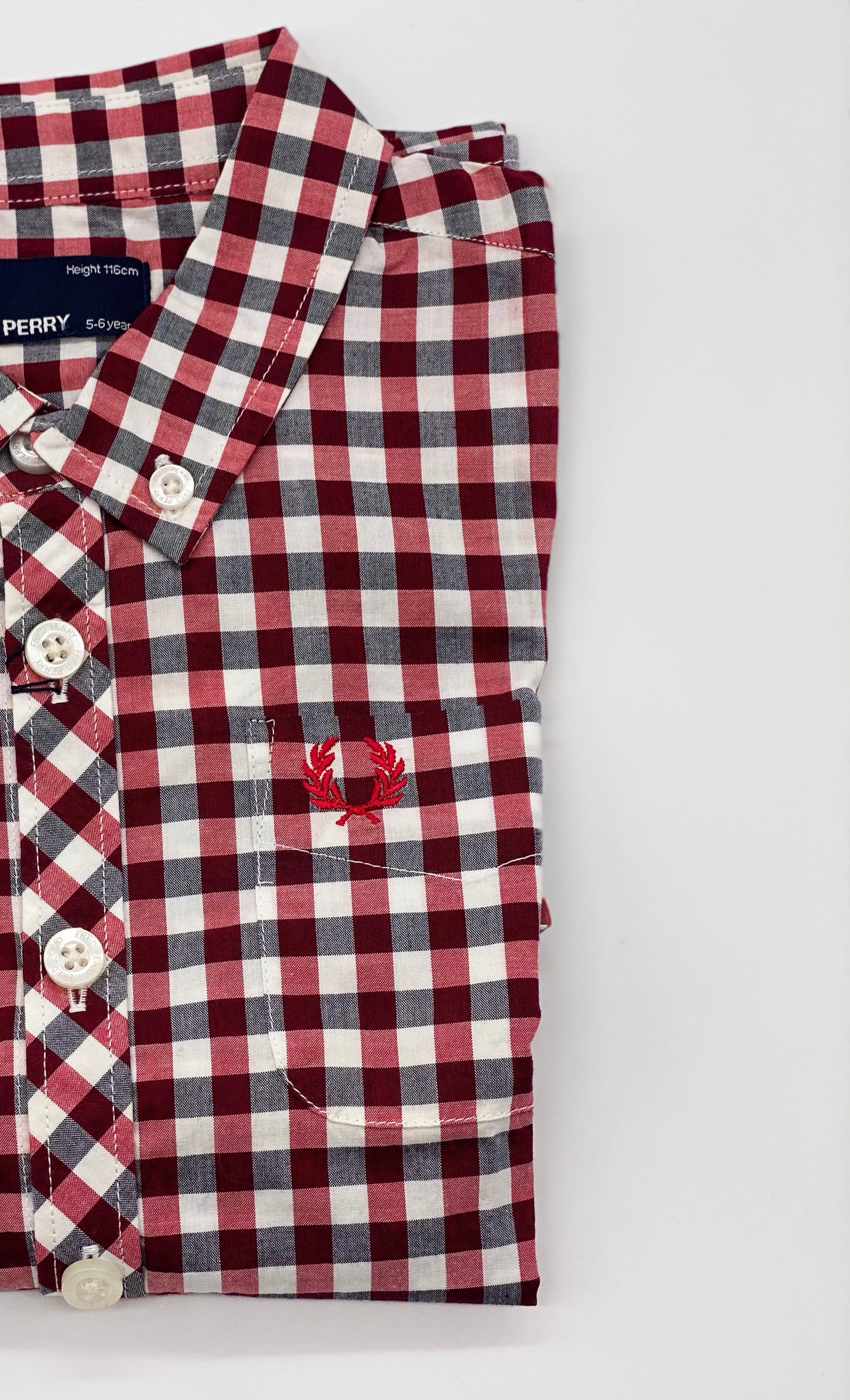 KIDS RED GINGHAM SHORT SLEEVE SHIRT