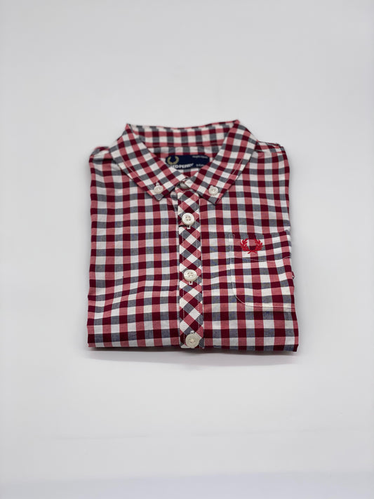 KIDS RED GINGHAM SHORT SLEEVE SHIRT