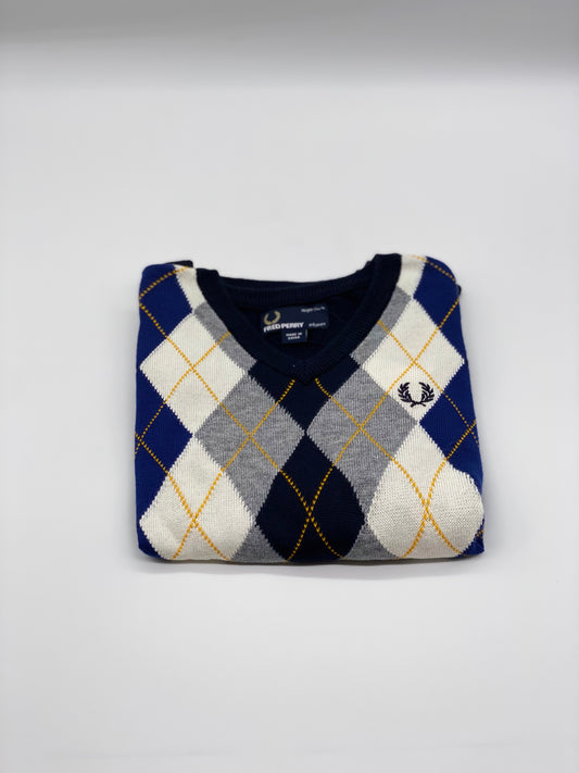 KIDS TIPPED ARGYLE V-NECK SWEATER