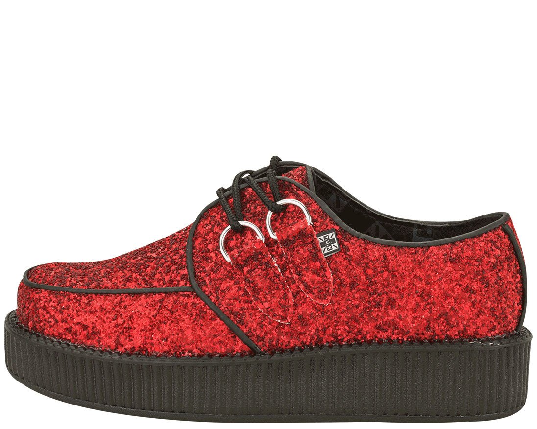 T.U.K RED GLITTER VIVA LOW CREEPER