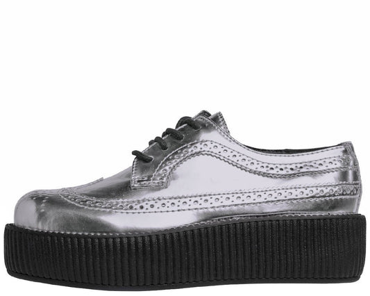 T.U.K SILVER WINGTIP BROGUE VIVA LOW CREEPER