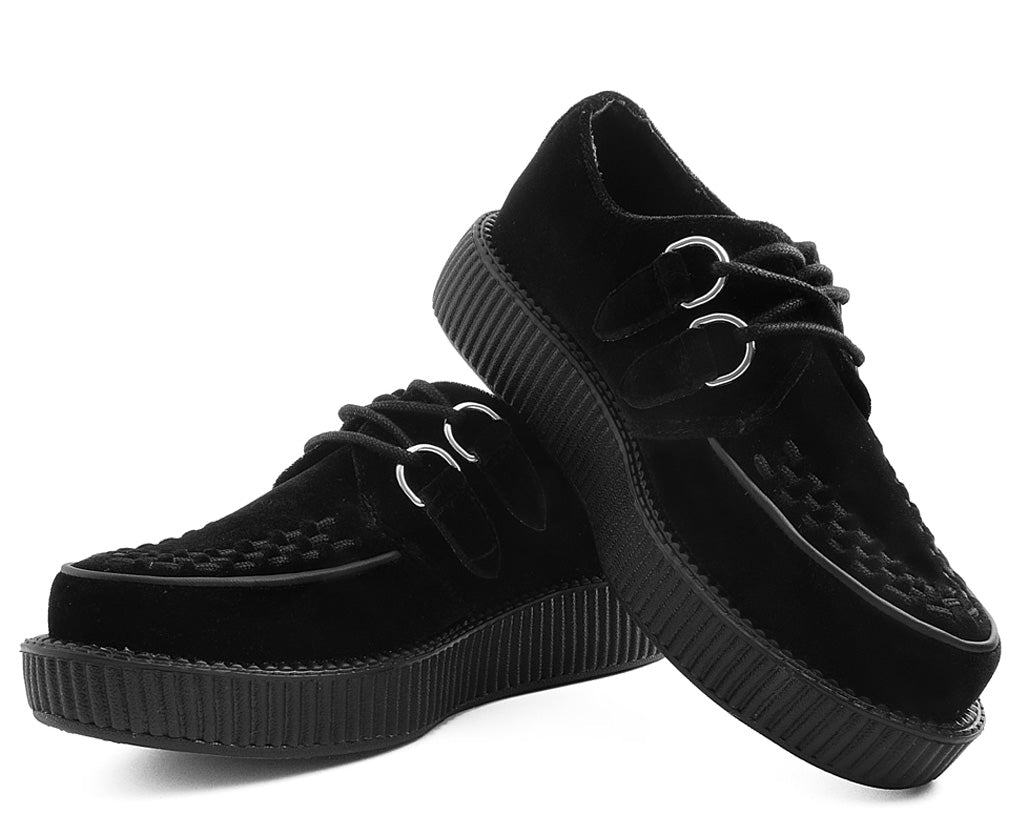 T.U.K BLACK SUEDE VIVA LOW CREEPER