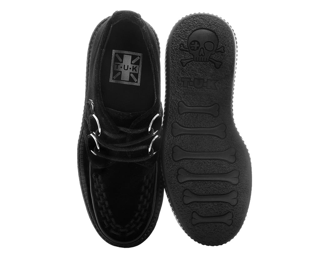 T.U.K BLACK SUEDE VIVA LOW CREEPER