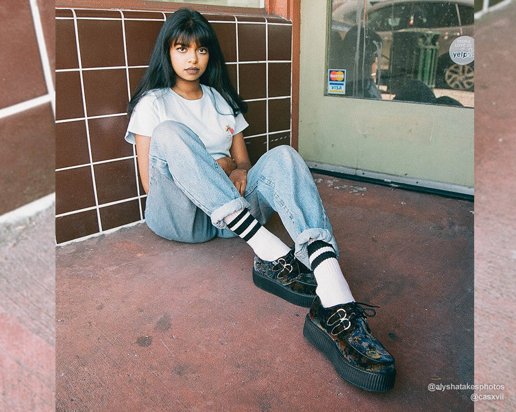 T.U.K DARK FLORAL VELVET VIVA MONDO CREEPER