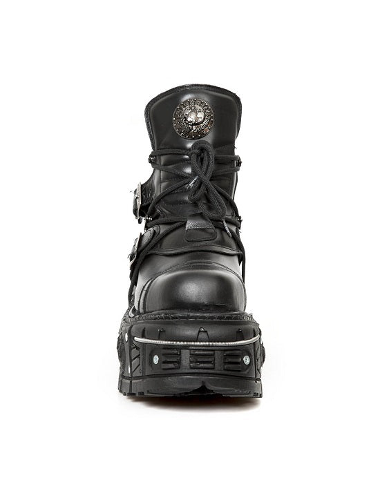NEW ROCK ANKLE BOOT BLACK IMPERFECT WITH LACES M-TANK007-S1