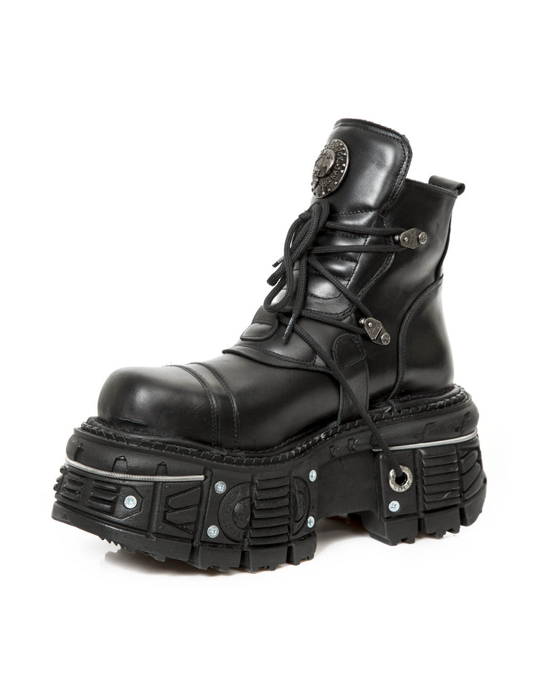 NEW ROCK ANKLE BOOT BLACK IMPERFECT WITH LACES M-TANK007-S1