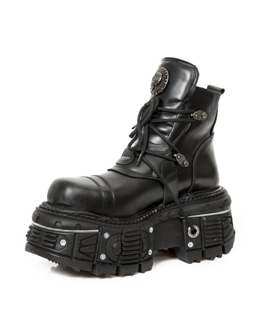 NEW ROCK ANKLE BOOT BLACK IMPERFECT WITH LACES M-TANK007-S1