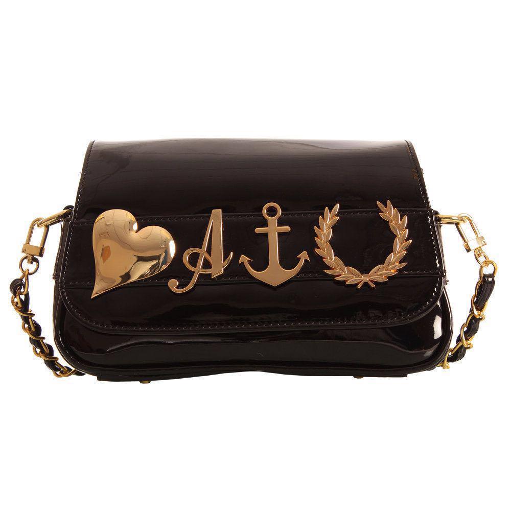 AMY WINEHOUSE BLACK PATENT CHARM PURSE