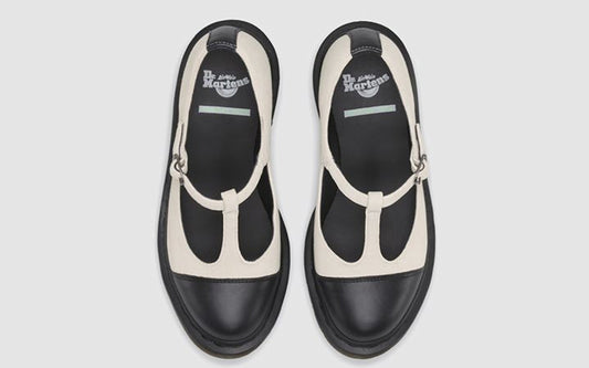 AGGY T BAR BLACK+PORCELAIN DANIO/HI SUEDE WP MARY JANE SHOE