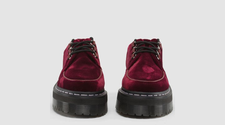 AGGY CREEPER CHERRY RED VELVET SHOE