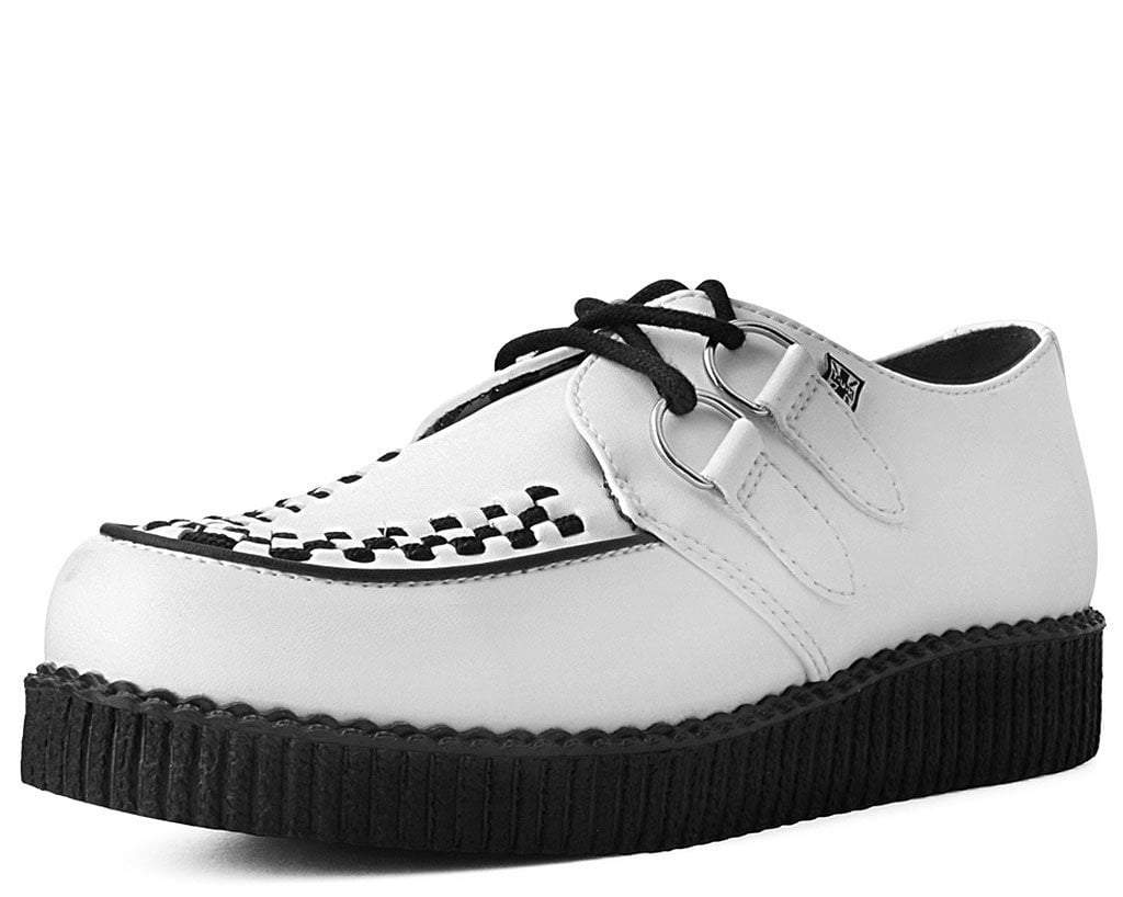 T.U.K WHITE LEATHER/WHITE SOLE LOW CREEPER – Posers Hollywood