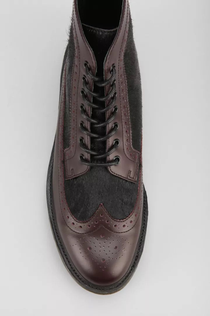 MATIAS OXBLOOD+BLACK SMOOTH+ITALIAN HAIR ON BOOT