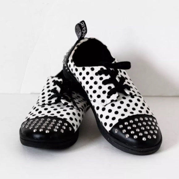 ALSTUD WHITE+BLACK DOTS FINE CANVAS/SOFTY T SHOE