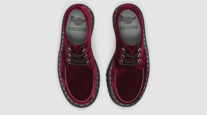 AGGY CREEPER CHERRY RED VELVET SHOE