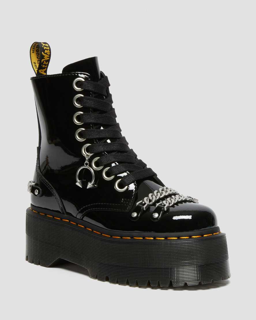 JADON MAX CHAIN PATENT LEATHER PLATFORM BOOTS