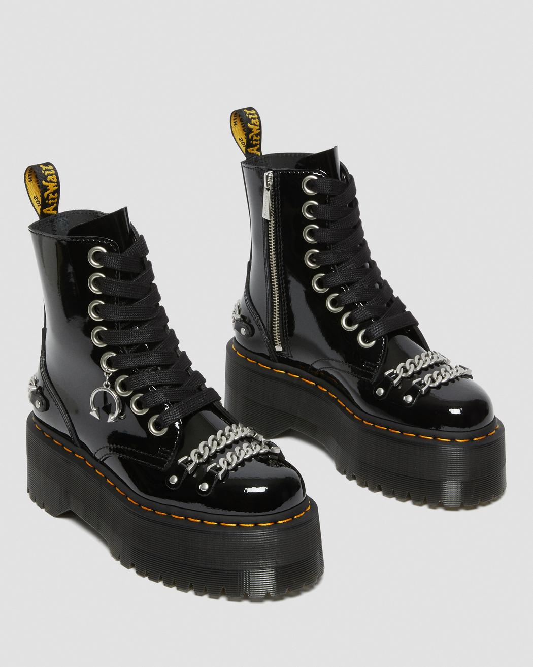 JADON MAX CHAIN PATENT LEATHER PLATFORM BOOTS