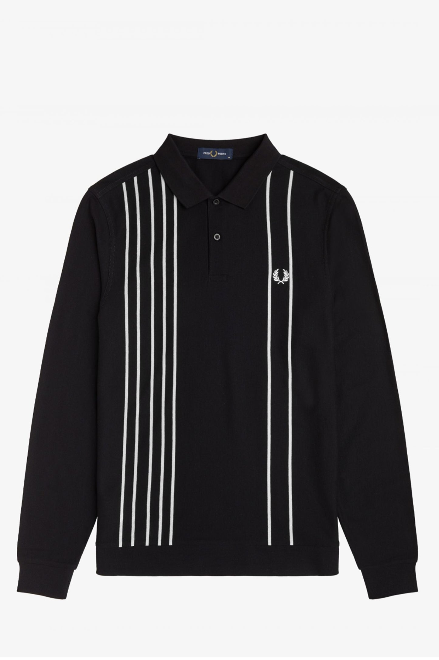 BLACK REFINED PIQUE STRIPED POLO SHIRT