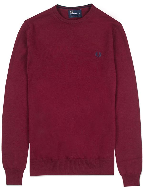 Fred Perry Classic Crew Neck Sweater (dark caramel / dark red)