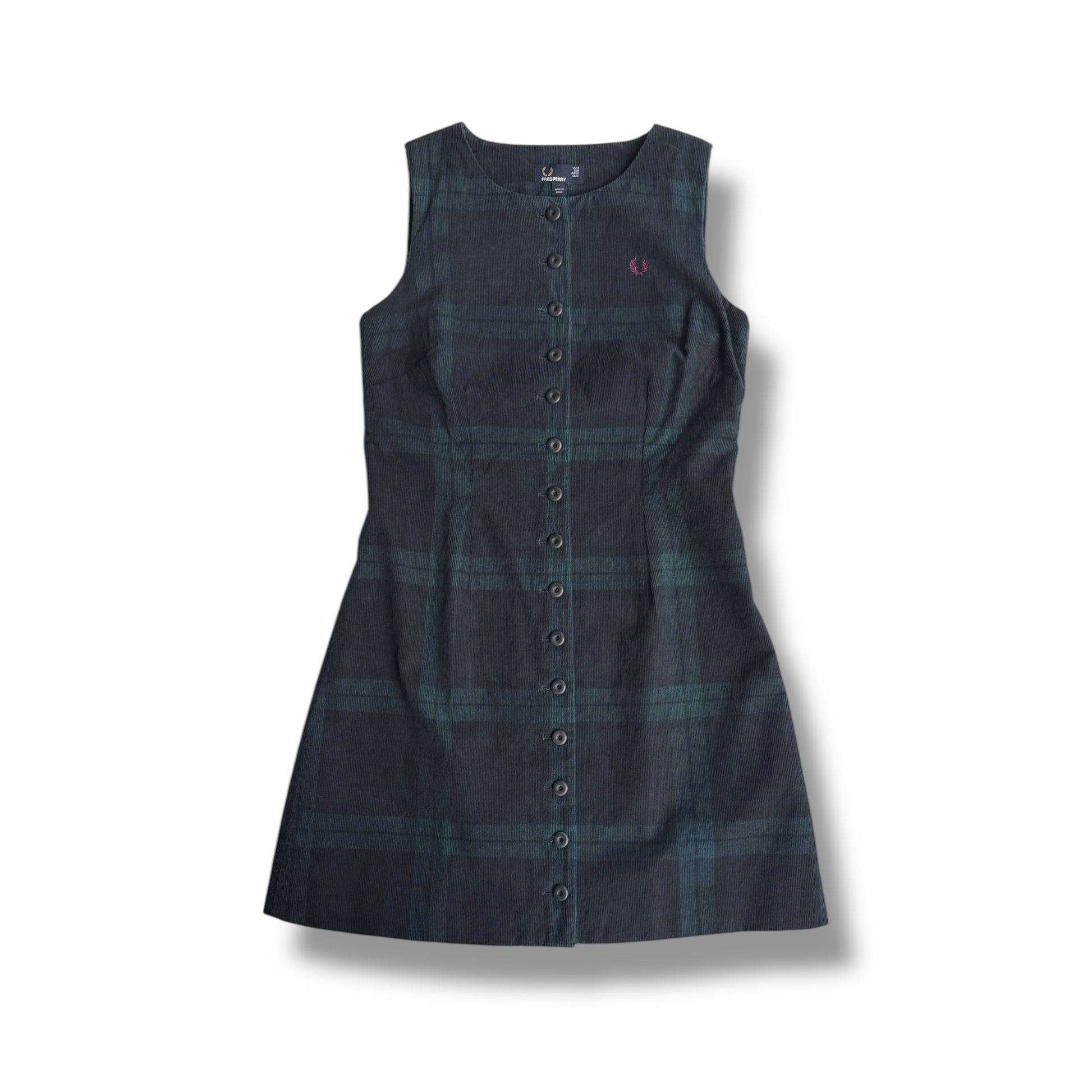 fred perry tartan shirt dress Fred Perry - Brushed Tartan Shirt Dress (Deep Mint)