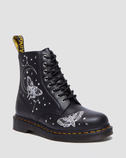 1460 Celestial Moth Embroidered Lace Up Boots