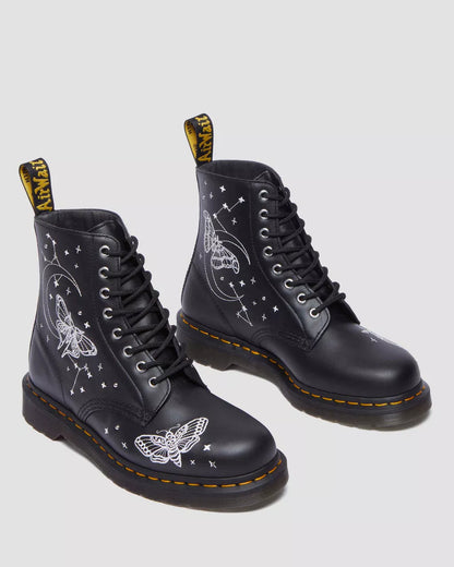 1460 Celestial Moth Embroidered Lace Up Boots