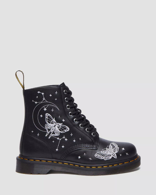 1460 Celestial Moth Embroidered Lace Up Boots