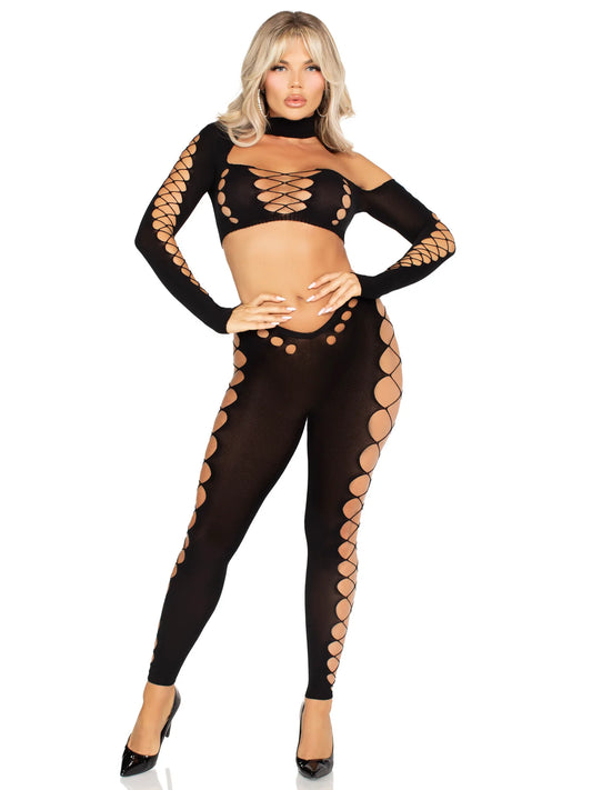Notorious Crop Top and Footless Tights Set