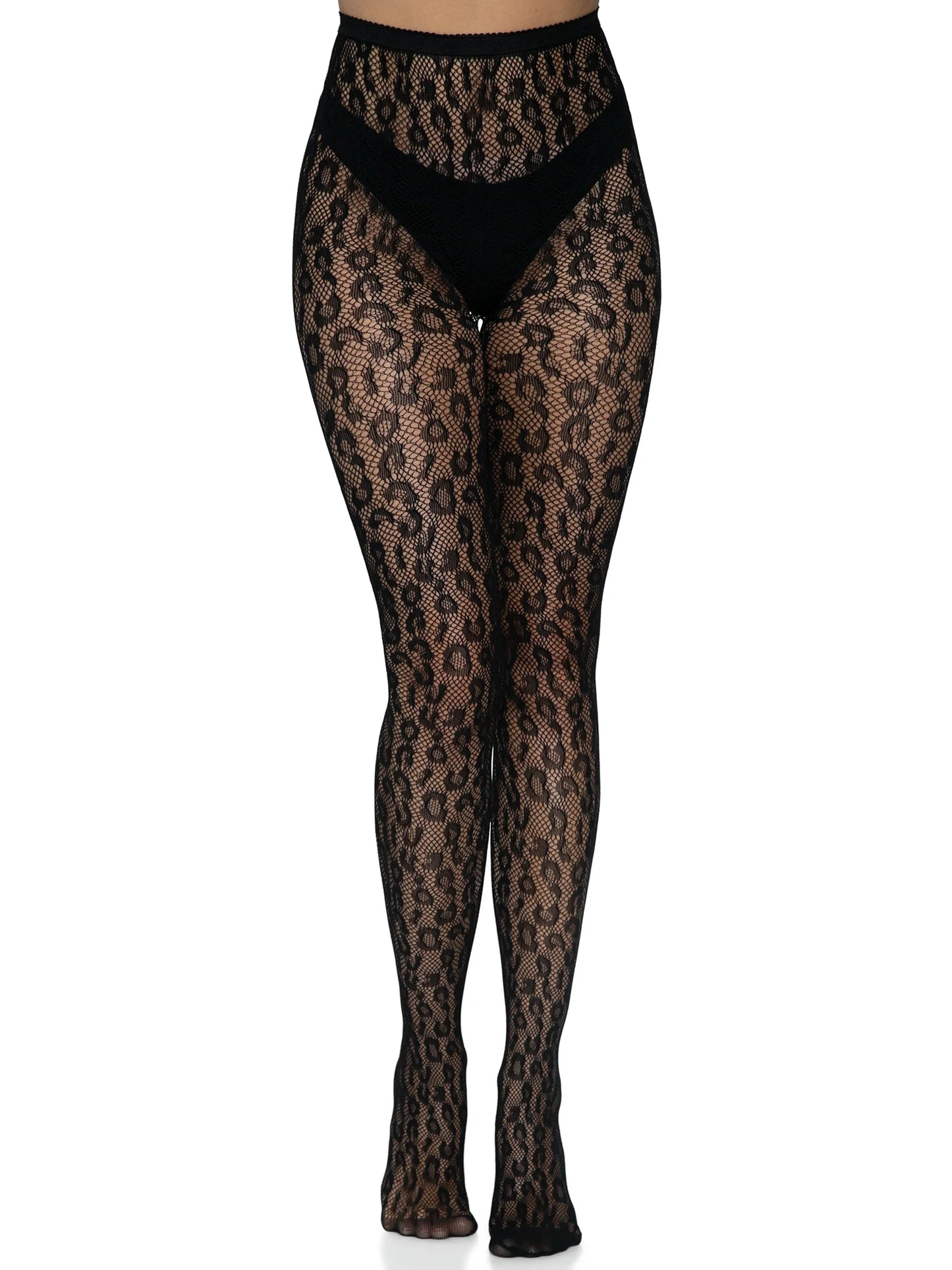 Collants résille léopard