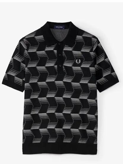 Fred Perry Chevron Stripe Knitted Polo Shirt